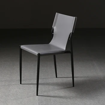Кожаные серые обеденные стулья в скандинавском стиле, современный минималистичный Удобный шезлонг, Офисная кухня, патио, мебель для дома Silla Comedor 1