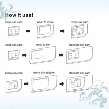 Комплект Адаптеров для Nano SIM-карт 4 В 1 Конвертер Micro SIM/Standard SIM-Карт Со Стальным Контактом для Мобильного Телефона iPhone Tablet для Sumsu 1