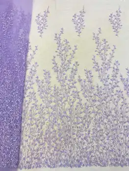 Красивая 3D ткань, 3D цветы с бисером, французская сетчатая пряжа, вышитое африканское кружево для вечерних платьев.Свадебная вечеринка 1