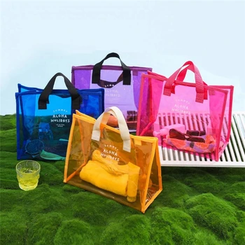 Летние желейные кошельки и сумки Женские из прозрачного ПВХ, пляжная сумка для плавания, женская водонепроницаемая сумка-тоут, сумки для покупок через плечо 1