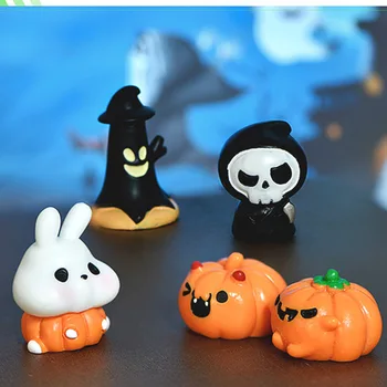 Мини-украшения Naughty Imp серии Cute Ghost, забавная модель тыквы из смолы, игрушки с пейзажем в виде кролика, подарки для украшения рабочего стола 1