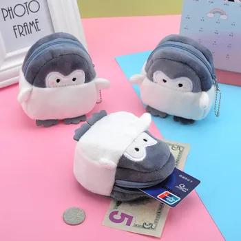 Новая мультяшная девочка-пингвин, детский плюшевый карманный кошелек на молнии, милый мини-кошелек для монет, сумка для леди, USB-кабель, сумка для наушников 1