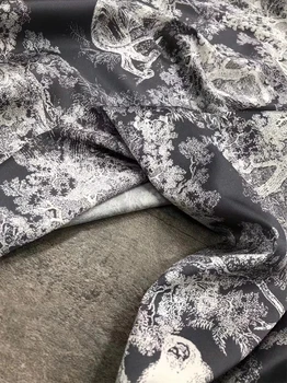 Новая усовершенствованная саржевая эластичная шелковая ткань с принтом серого зверя, темпераментная рубашка, ткань до половины юбки, 50x140 см 1
