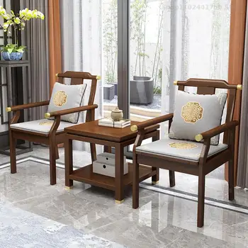 Новый круглый стул из массива дерева в китайском стиле, Дзен-чайный стул, стул для отдыха, стул для переговоров, Современный книжный стул, стул для чайной комнаты Wujin 1