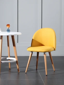 Обеденный стул из массива дерева в скандинавском стиле, современный минималистичный тканевый стул для спальни, Мягкая спинка, стул для макияжа, рабочий стол, стул 1