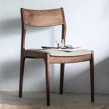 Обеденный стул со спинкой Мягкое рулонное сиденье из дерева Spade Для большой квартиры, устойчивая скоба, широкий радиальный стул 1
