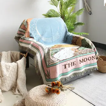 Пододеяльник для дивана в скандинавском стиле, домашний декор, полотенце для дивана, Таро, одеяло для отдыха, покрывало, коврик для пикника на открытом воздухе, коврик из богемного гобелена 1