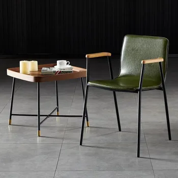 Простой обеденный стул с откидной спинкой, Современный дизайнерский офисный стул в стиле ЛОФТ из железа в скандинавском ретро-индустриальном стиле, высококлассный кофейный стул 1