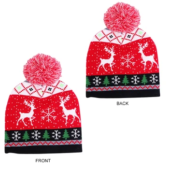 Рождественский свитер-Бини, Вязаная шапка для женщин, Зимняя шапка, украшения для дома, Рождественская шапка, подарок Санта-Клаусу, Новогодний декор 1