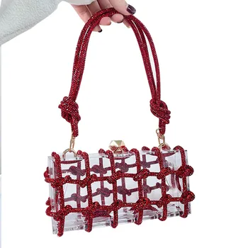Роскошный акриловый клатч на веревке, украшенный кристаллами, Модная вечерняя сумочка со стразами, женские маленькие кошельки 1
