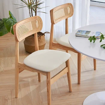 Скандинавский дизайнерский стул Ins со спинкой, имитирующей ротанг, из массива дерева, стулья для кафе, учебы, отдыха, обеденные стулья для разных сценариев использования 1