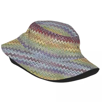 Современная зигзагообразная панама в стиле бохо-шик Унисекс, летняя Пляжная шляпа от солнца, Геометрическая Многоцветная шляпа 1