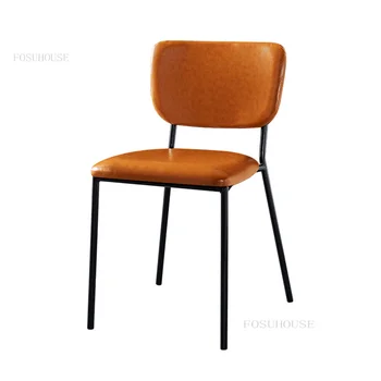 Современные минималистичные кожаные обеденные стулья для кухонной мебели, Дизайнерский обеденный стул из фланели, Складывающиеся стулья со спинкой 1