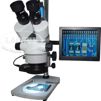 Стереомикроскоп с Одновременным Фокусным расстоянием 3.5X - 90X Тринокулярный Промышленный Инспекционный Зум + 14-Мегапиксельная Камера USB HDMI C-mount IPS HD ЖК-монитор 1