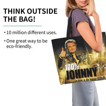 Сумки для покупок Johnny Hallyday, сумки для покупок, изготовленные на заказ французской рок-певицей, холщовая сумка для покупок, сумки большой емкости 1