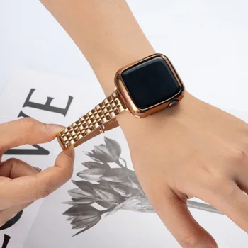 Тонкий браслет из розового золота для Apple Watch 8 7 41 45 мм Ultra 49 мм Женский Металлический ремешок для iWatch Серии 6 5 4 SE 3 2 1 40 44 мм 38 42 мм 1