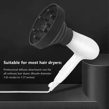 Универсальная складная насадка для диффузора фена для волос, складная портативная складная конструкция для путешествий, подходит для большинства фенов для волос-черный 1