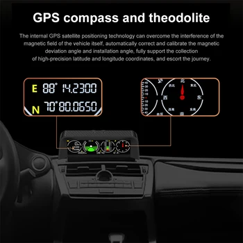 Универсальный автоматический HUD-инклинометр, головной дисплей, GPS-спидометр, миль /ч, компас, цифровой измеритель угла наклона, высоты для BMW VW Tesla 1