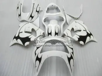 Чистый белый черный изготовленный на заказ обтекатель для Kawasaki Ninja fairings zx9r 98 99 ABS пластик ZX 9R 1998 1999 кузов + 7 подарков 1