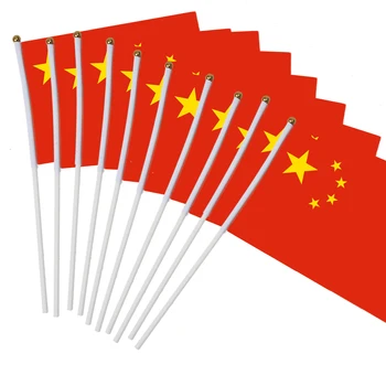 14x21cm 10шт Маленький китайский флаг, размахивающие вручную флаги с Пластиковыми Флагштоками, Парад Активности, Спортивное Украшение дома NC005 2