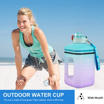 2,2-литровая бутылка для воды для занятий спортом на открытом воздухе, бутылка для питья в спортзале Большой емкости, Градиентные бутылки для молока, сока, Пластиковая кружка для воды с веревкой 2