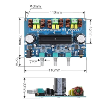 2 * 50 Вт + 100 Вт Bluetooth 5,0 двойной TPA3116D2 Мощность Сабвуфера Плата Усилителя 2,1 Канала TPA3116 Аудио Стерео эквалайзер AUX Amp 2