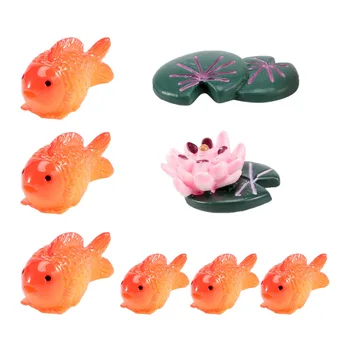 8 шт./лот, миниатюрные фигурки красных рыб, декоративные мини-сказочные садовые животные, украшения для микроландшафта из мха, детская игрушка из смолы 2