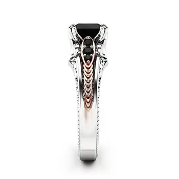 S925 Серебряное инкрустированное кольцо принцессы с черным бриллиантом, подарок на свадьбу, помолвку, серебряное ювелирное кольцо 2