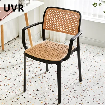 UVR Высококачественные ресторанные стулья, уличные пластиковые стулья из искусственного ротанга, спинки для дома, Офисные стулья, Штабелируемые обеденные стулья 2