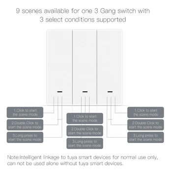 ZigBee 1-3 Gang Smart Scene Switch Кнопочный, Работает От аккумулятора, Автоматизация, Беспроводное приложение Tuya Smart Life APP Google Home Alexa Control 2