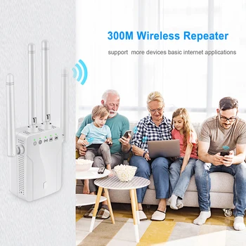 Беспроводной ретранслятор Wi-Fi 2,4 Г/300 Мбит/с с 4 внешними антеннами, Беспроводные ретрансляторы, маршрутизатор Wi-Fi, усилители сигнала Wi-Fi с широким охватом 2