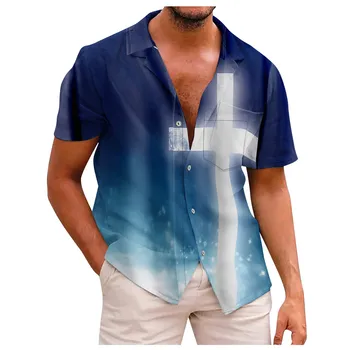Винтажные этнические рубашки Для мужчин 2023, Летняя повседневная Свободная рубашка на пуговицах с коротким рукавом, мужская дизайнерская одежда, майки, бесплатная доставка 2