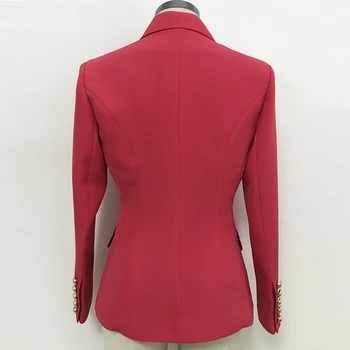Высококачественная новейшая дизайнерская куртка 2023 года, женский классический двубортный металлический блейзер со львиными пуговицами, приталенный блейзер кораллового цвета 2