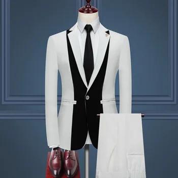 Высококачественный новый мужской костюм, платье в британском стиле, строгий эластичный костюм, роскошный модный тонкий костюм, костюм-двойка, пальто, брюки 2
