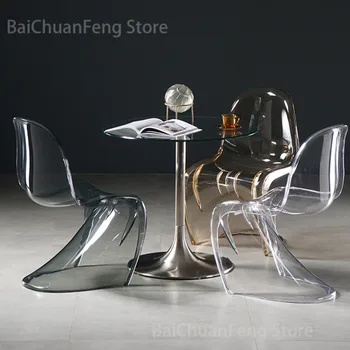 Дизайнерские обеденные стулья, креативная акриловая мебель для столовой из скандинавского пластика, табурет для макияжа Ghost Crystal, Прозрачное кресло 2