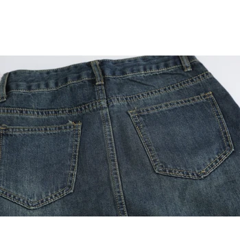 Женская джинсовая юбка трапециевидной формы с высокой талией в стиле ретро OL Long 2