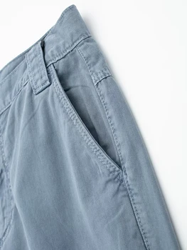 Женские брюки-карго Wixra с карманом, синие Прямые брюки на молнии с высокой талией, весенне-летние повседневные свободные брюки для Хай-стрит 2