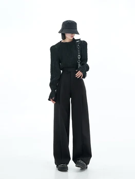 Женские черные широкие брюки, мешковатые готические Y2k, свободные повседневные длинные брюки с высокой талией, уличная Японская мода 2000-х, эстетика 2