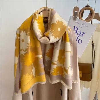 Зимний кашемировый шарф для женщин, шаль, роскошное теплое одеяло в клетку, толстый платок из пашмины, бандана Bufanda Design Echarpe 2