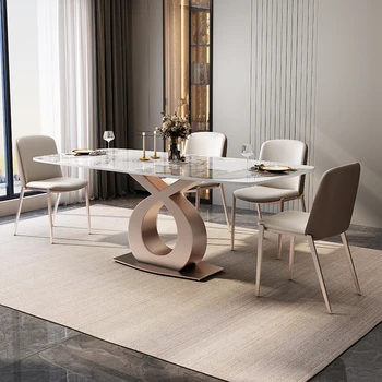 Импортный стол из каменной плиты современный простой легкий роскошный креативный прямоугольный стол в скандинавском стиле для гостиной маленькой семьи 2