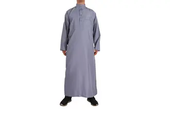 Кафтан Мусульманская мужская одежда со стоячим воротником, халат арабский с длинным рукавом 2