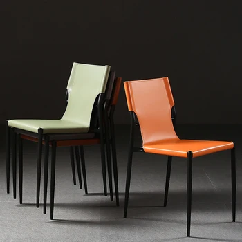 Кожаные серые обеденные стулья в скандинавском стиле, современный минималистичный Удобный шезлонг, Офисная кухня, патио, мебель для дома Silla Comedor 2