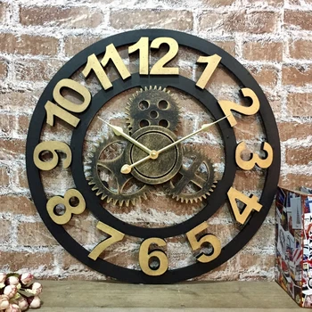 Креативные Большие часы в стиле лофт, настенные часы для гостиной, американские индивидуальные Промышленные часы с зубчатым механизмом 2