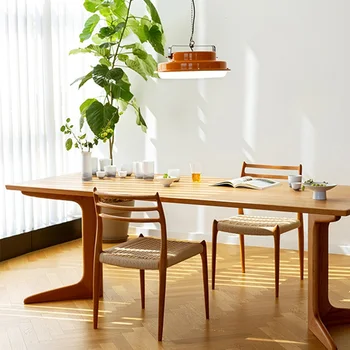 Кухонный Эргономичный обеденный стул Nordic Timber Удобное кресло для отдыха на открытом воздухе Винтажная минималистичная мебель для дома Silla Comedor 2