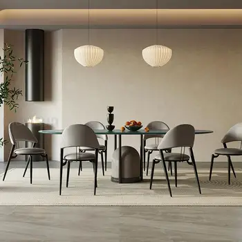 Кухонный обеденный стол, покрытый зеленым лаком для выпечки, рабочий стол из прочной углеродистой стали, массив дерева, прямоугольный стол Tavolo Pranzo Furniture 2
