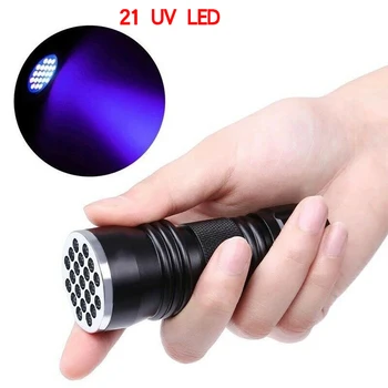 Мини-маркер Blacklight Невидимыми чернилами 21LED 12LED УФ-Ультрафиолетовый светодиодный фонарик с питанием от батареек 3xAAA 2