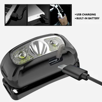Мини перезаряжаемый Мощный сенсорный налобный фонарь для рыбалки, кемпинга, USB-налобный фонарик COB LED налобный фонарь Фары Передний фонарь 2