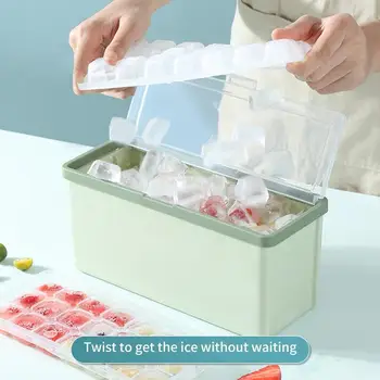Набор из 3-х ярусных лотков для льда и контейнеров для хранения льда, коробка для приготовления льда в бытовом холодильнике, форма для кубиков льда с черпаком для холодного напитка 2