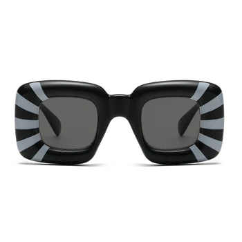 Новые модные Женские Квадратные солнцезащитные очки в полоску для мужчин, роскошные Брендовые дизайнерские Женские солнцезащитные очки, Винтажные очки оттенков UV400 Oculus 2