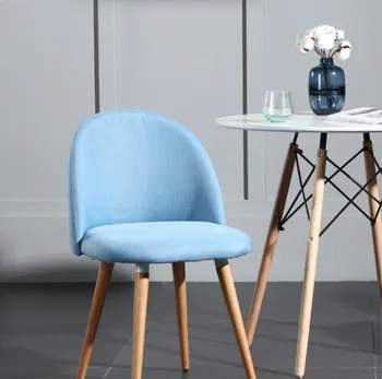 Обеденный стул из массива дерева в скандинавском стиле, современный минималистичный тканевый стул для спальни, Мягкая спинка, стул для макияжа, рабочий стол, стул 2